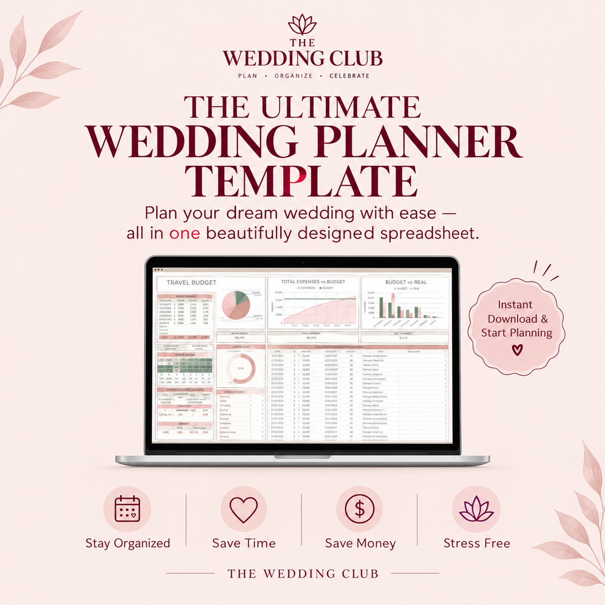 Ultimate Wedding Planner Spreadsheet | Wedding Budget, Guest List, Timeline & Checklist