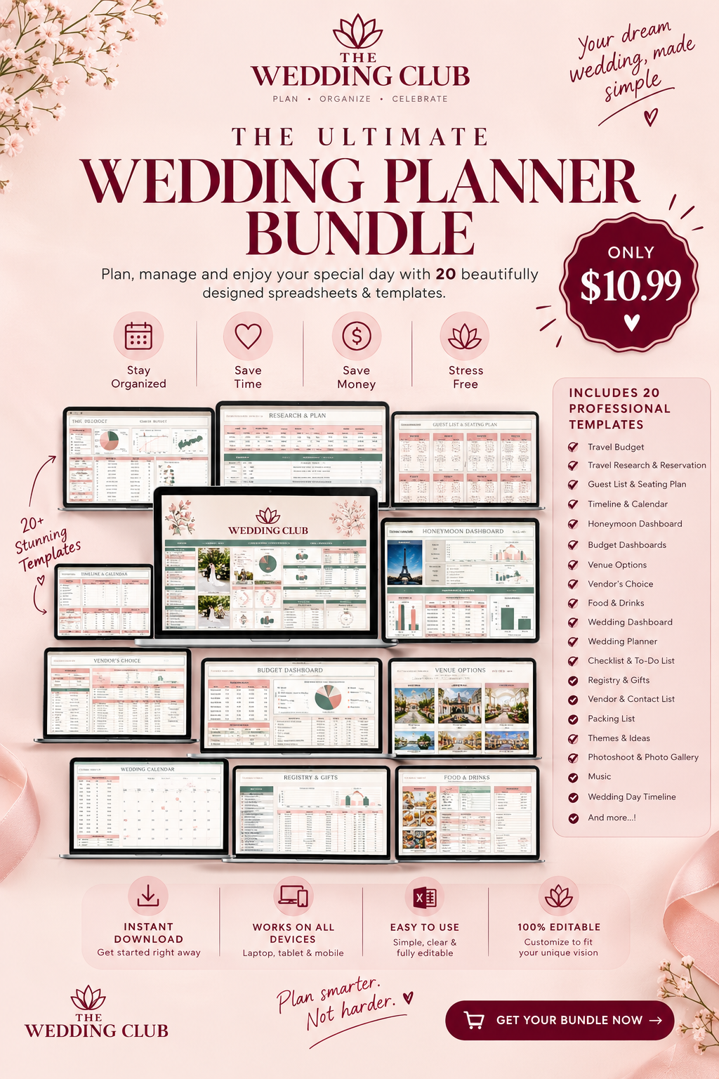 Ultimate Wedding Planner Spreadsheet | Wedding Budget, Guest List, Timeline & Checklist