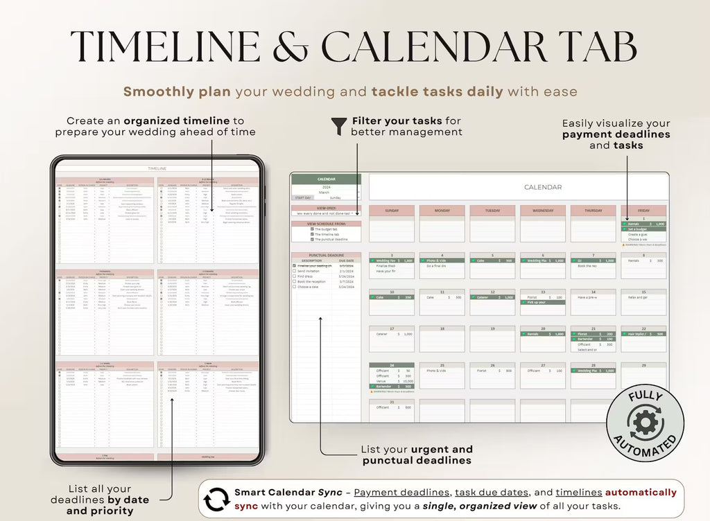 Ultimate Wedding Planner Spreadsheet | Wedding Budget, Guest List, Timeline & Checklist