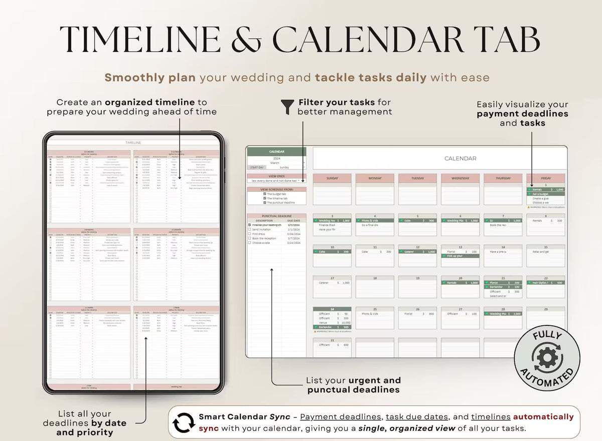 Ultimate Wedding Planner Spreadsheet | Wedding Budget, Guest List, Timeline & Checklist