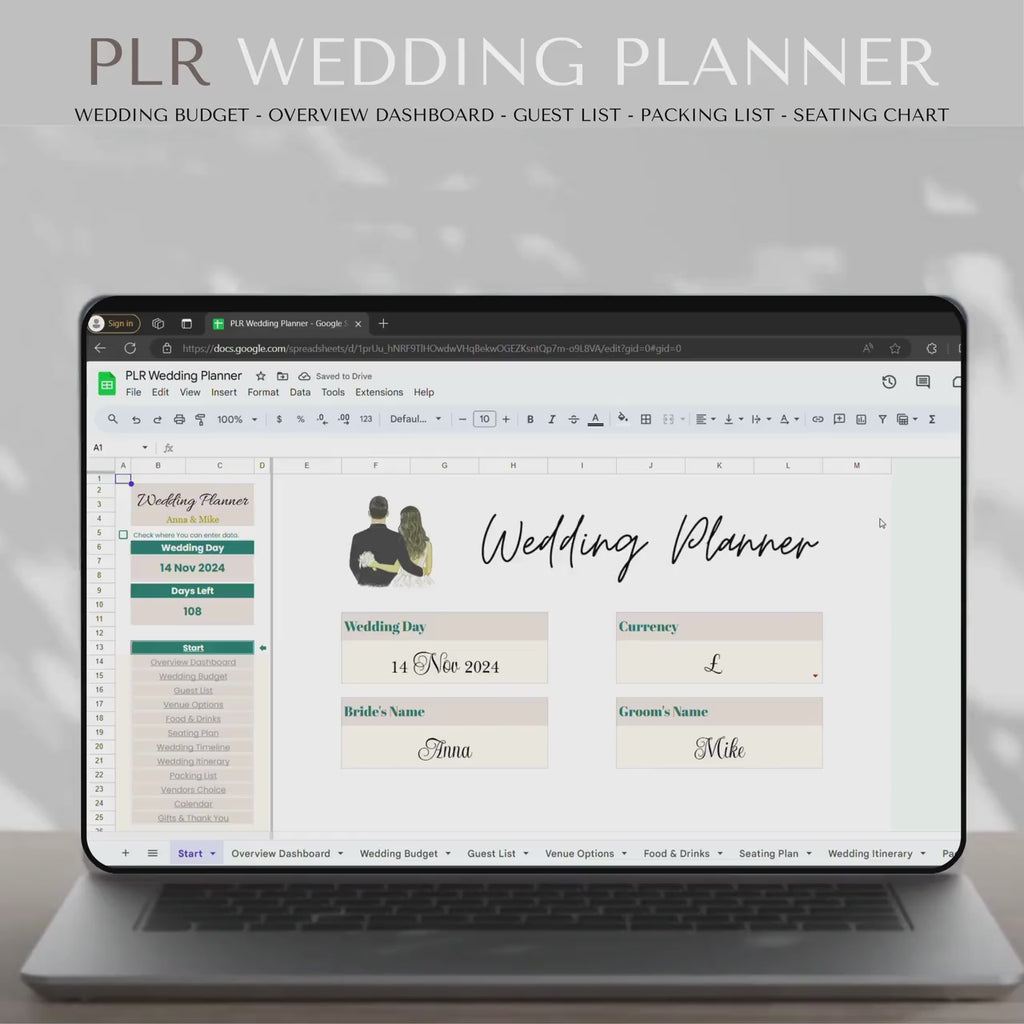Ultimate Wedding Planner Spreadsheet | Wedding Budget, Guest List, Timeline & Checklist